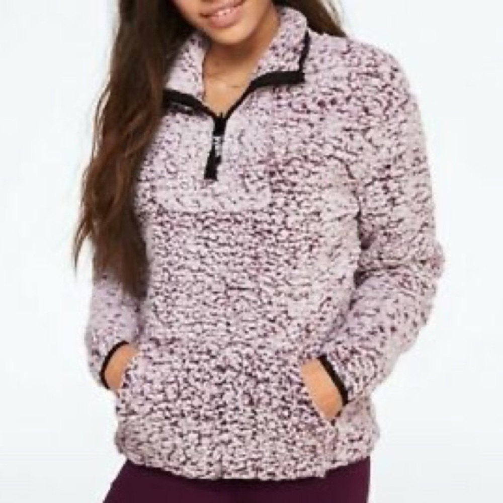 Victoria’s Secret Pink Purple Sherpa Pull Over Lg